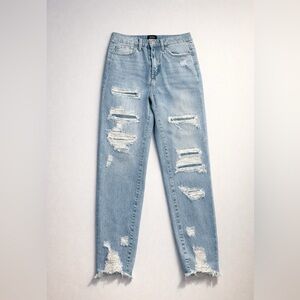Women's Light Blue Ripped Skinny Jeans